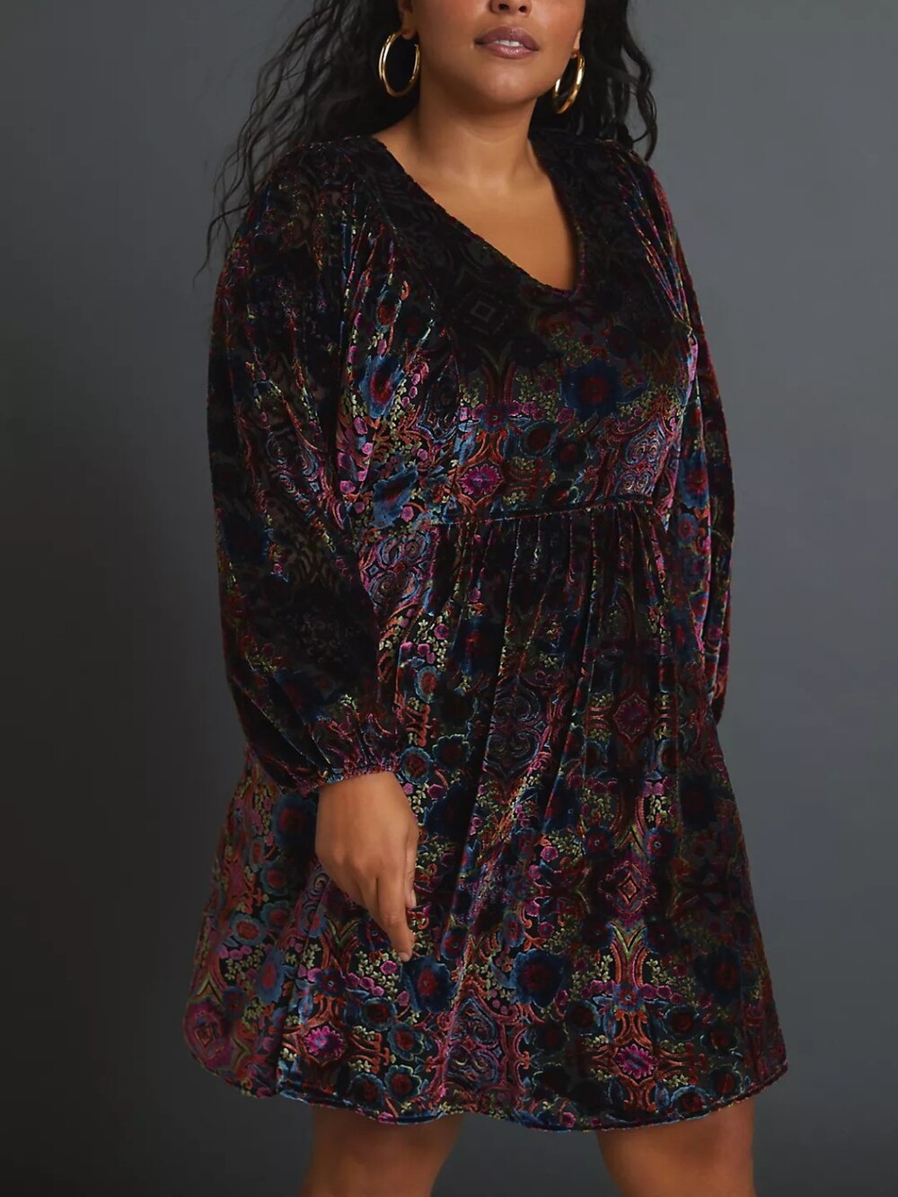 Anthropologie Mona Burnout Velvet Mini Boho Dress Size 2X